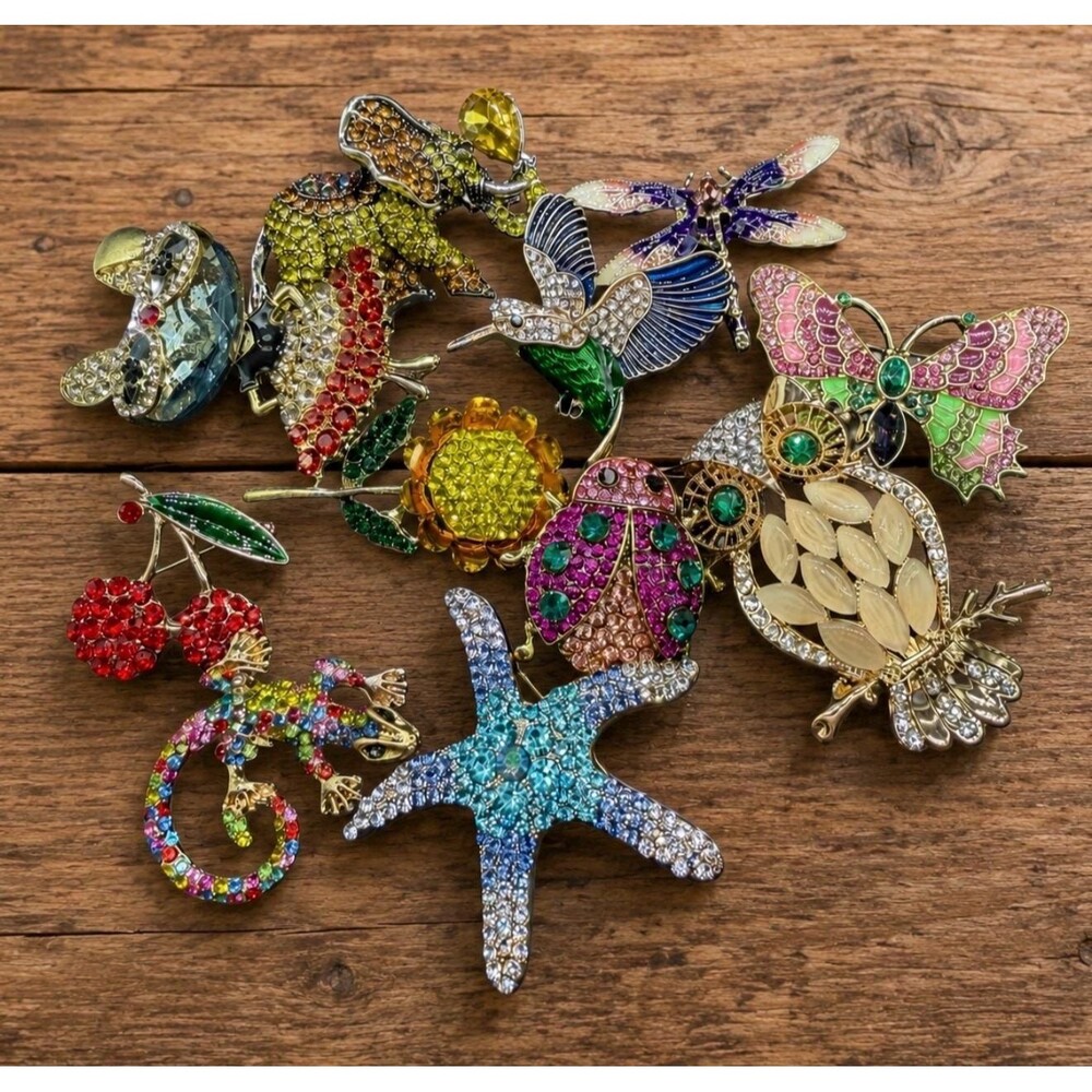Mystery Brooch Lot | Vintage Inspired Rhinestone Jewelry (2-3 Brooches per lot ) - Picture 2 of 2